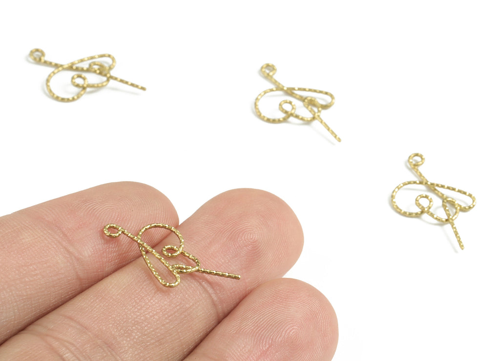 Brass B Letter Pendant - Raw Brass Wave Letter B Charms - Brass Wire - Jewelry Making Supplies - 21.74x11.2x0.69mm - PP3639B - DOMEDBAZAAR