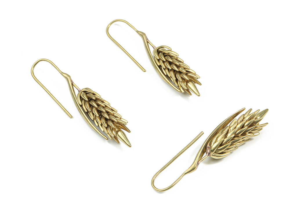 Brass Spikes Earring Wire - Raw Brass Wheat Earring Hook - EarringFindings - Jewelry Supplies - 45.76x10.69x8.36mm - PP3326 - DOMEDBAZAAR