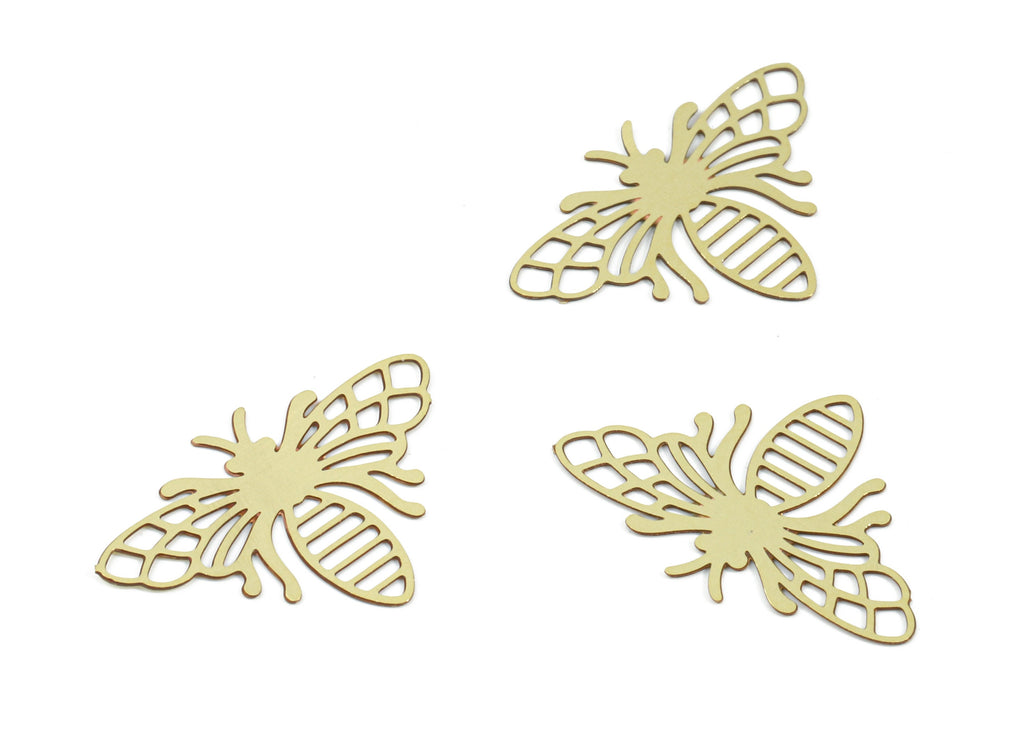 Brass Bee Earring Charms - Raw Brass Bee Pendant - Earring Findings - Jewelry Supplies - 18x12.58x0.3mm - JJC10331 - DOMEDBAZAAR