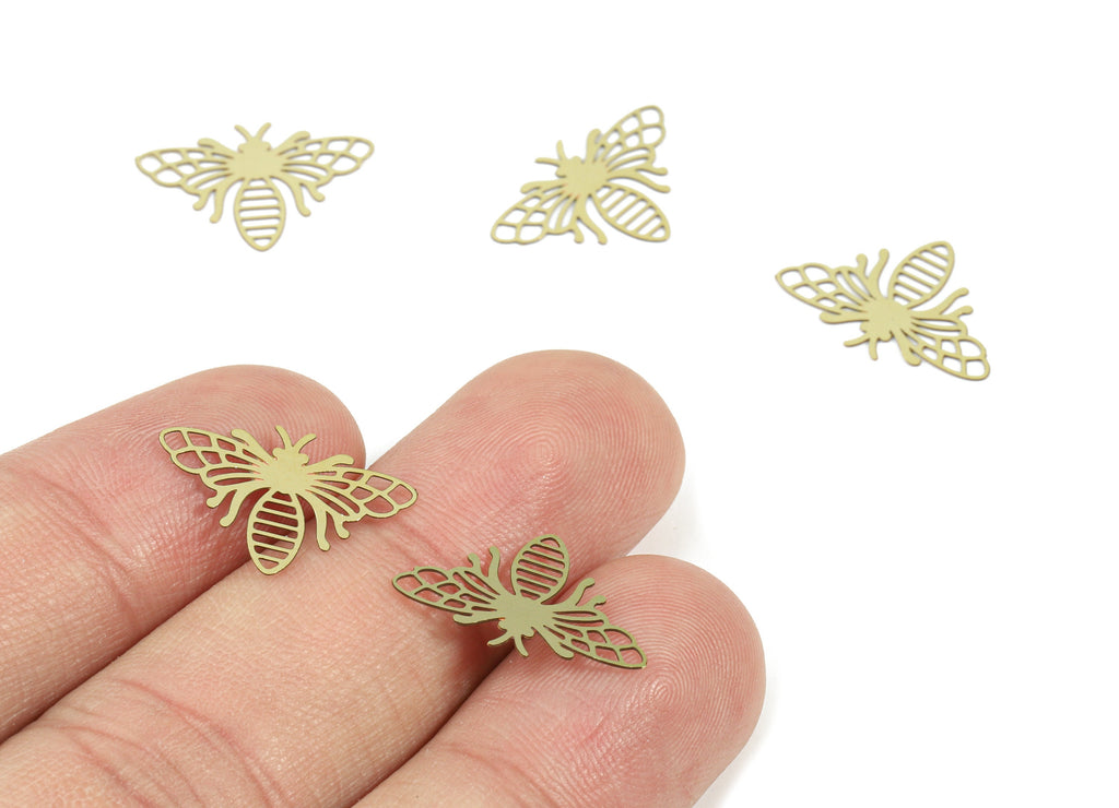 Brass Bee Earring Charms - Raw Brass Bee Pendant - Earring Findings - Jewelry Supplies - 18x12.58x0.3mm - JJC10331 - DOMEDBAZAAR
