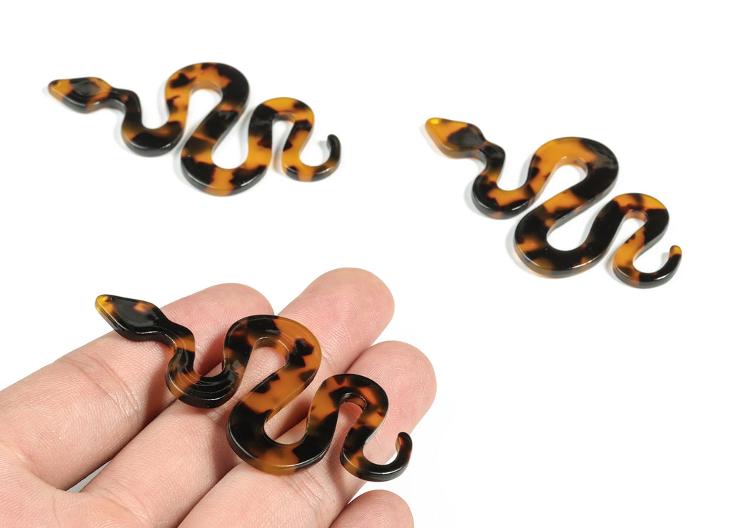 Acetate Snake Charms - Tortoise Shell Earrings - Snake Earrings and Pendant - Color Code:A01 - 65.89x34.77x2.18mm - AC1799-A01 - DOMEDBAZAAR