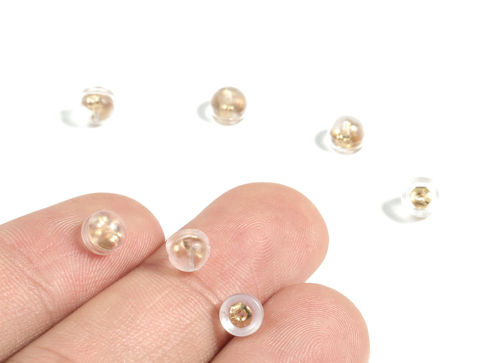 Rubber Earring Stopper Nuts - Ear Back With Rubber Cover - 18K Real Gold Plating - Earring Back - 5.23x4.23x4.23mm - ES1010 - DOMEDBAZAAR