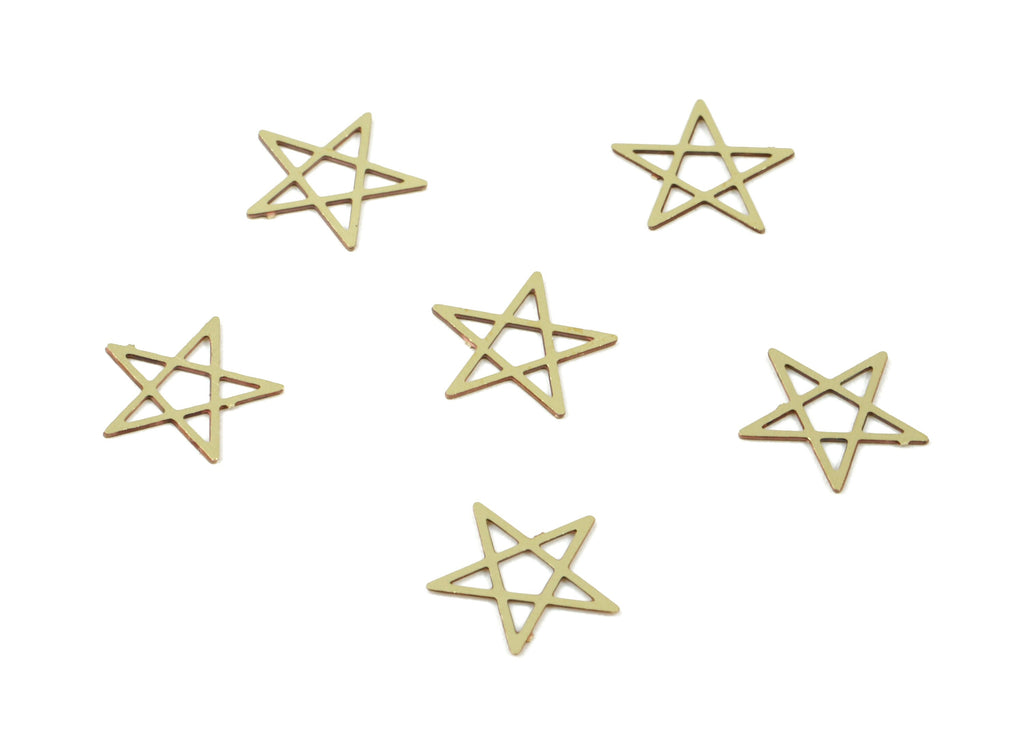 Brass Star Earring Charm - Raw Brass Star Bracelet Charms - Necklace Findings - Jewelry Supplies - 7.88x7.88x0.3mm - JJC6746 - DOMEDBAZAAR