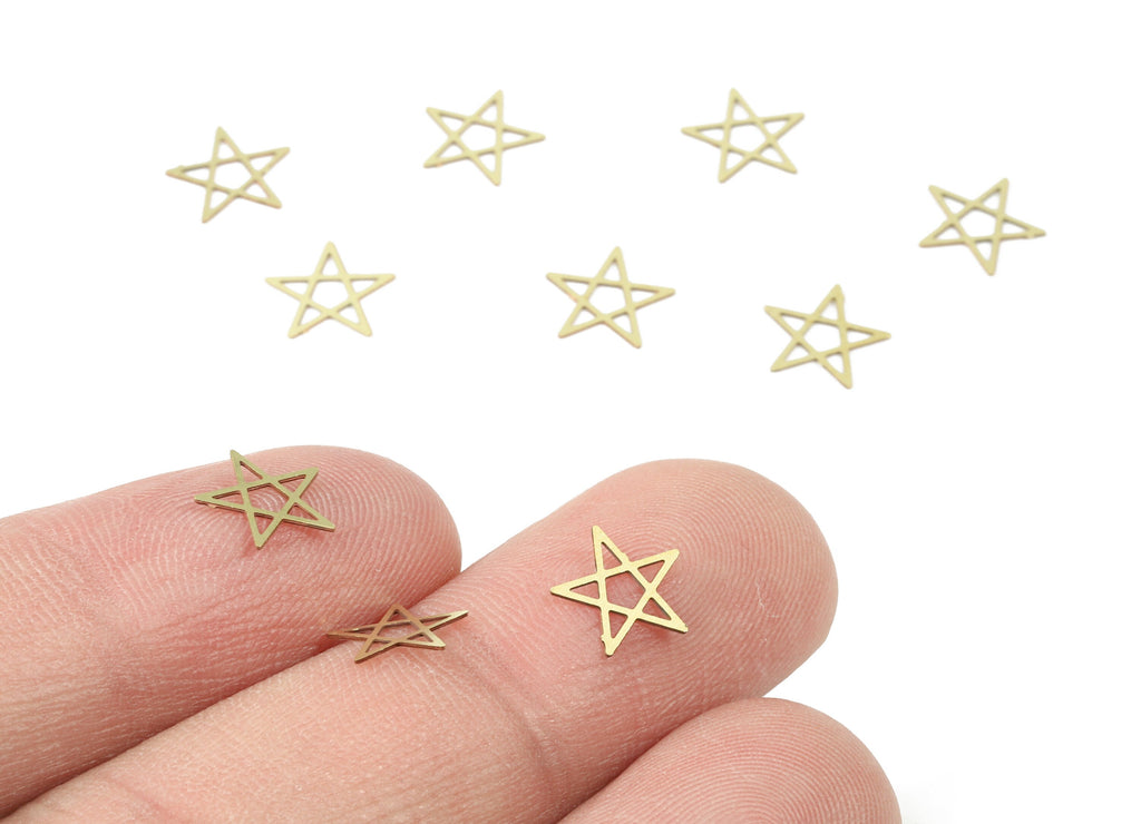 Brass Star Earring Charm - Raw Brass Star Bracelet Charms - Necklace Findings - Jewelry Supplies - 7.88x7.88x0.3mm - JJC6746 - DOMEDBAZAAR