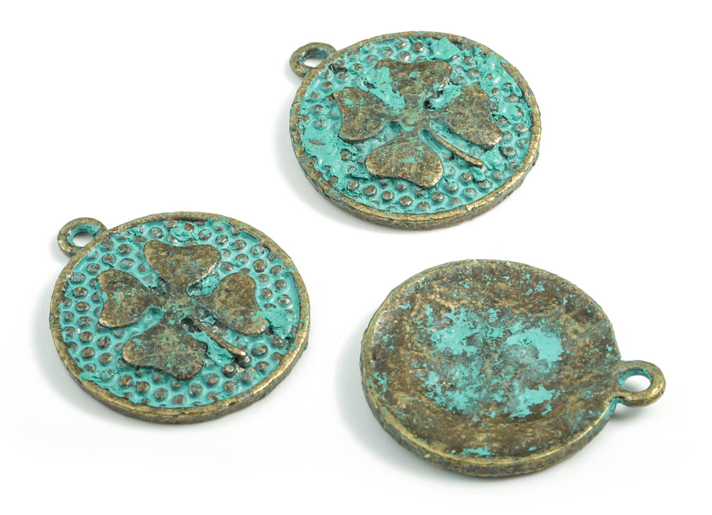 Faux Patina Pendant - Zamak Eskitme Yesil - Antique Bronze Tone Necklace - Zinc Alloy Beads - Jewelry Supplies - 24x24x2.3mm - ZZ1063 - DOMEDBAZAAR