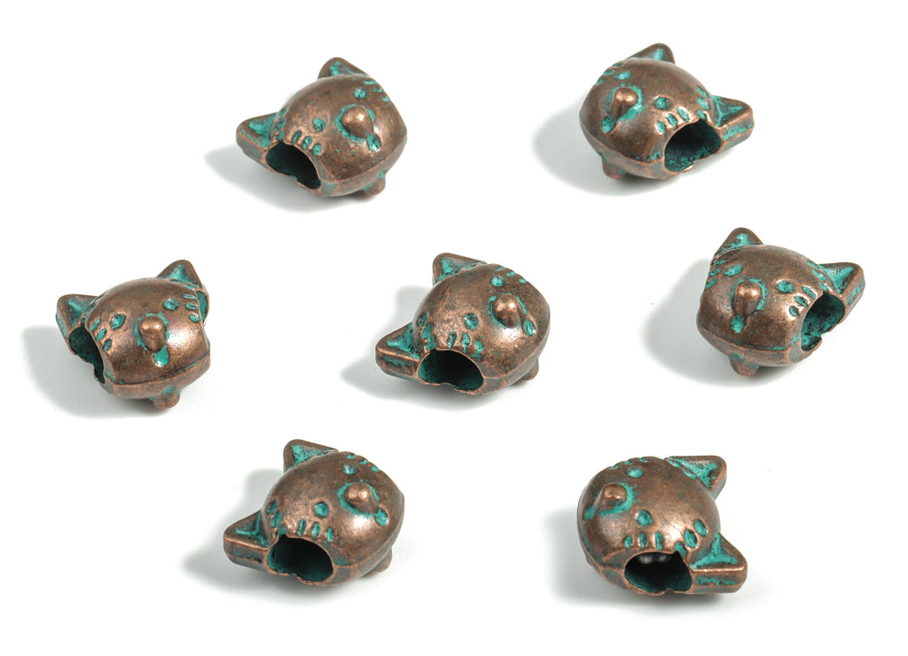 Faux Patina Beads - Cat Alloy Charms - Antique Bronze Tone - Zinc Alloy - Zinc Alloy Beads - Jewelry Supplies - 12mm x 8mm - ZZ1118 - DOMEDBAZAAR
