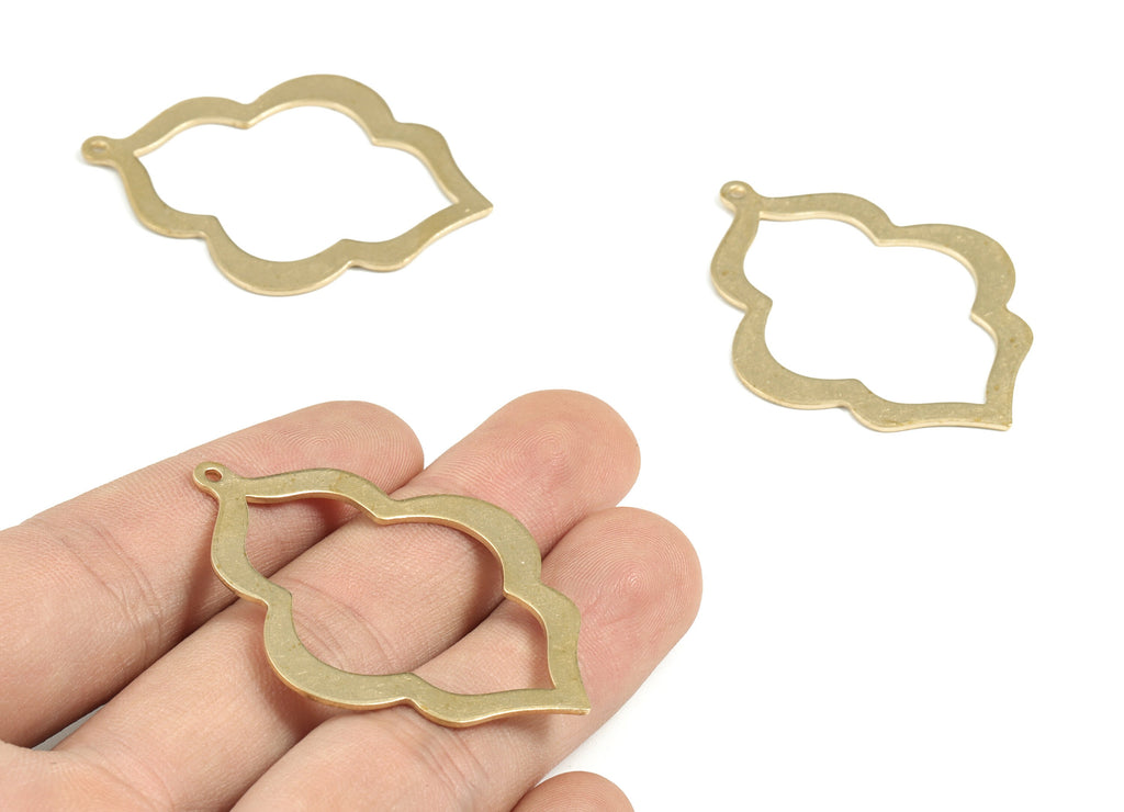 Brass Geometry Earring Charms - Raw Brass Geometry Pendant - Earring Findings - Jewelry Supplies - 49.12x37.87x1.11mm - PP3626 - DOMEDBAZAAR