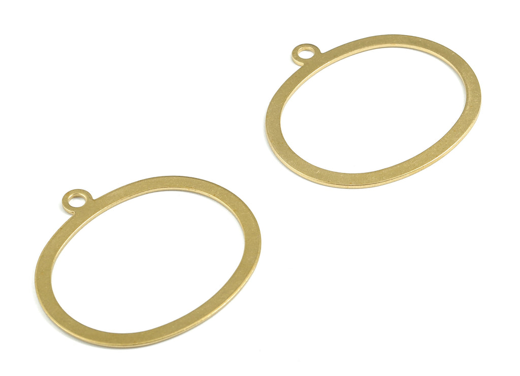 Brass Oval Earring Charms - Raw Brass Oval Pendant - Earring Findings - Jewelry Supplies - 37.55x35.01x0.76mm - PP3684 - DOMEDBAZAAR