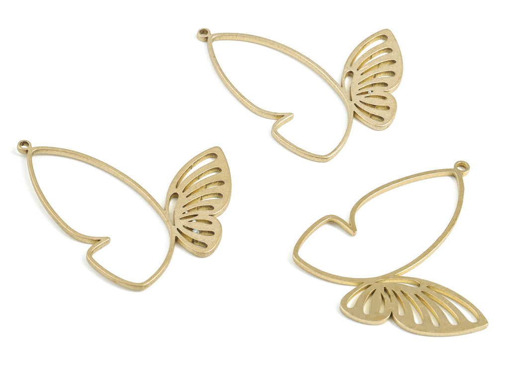 Brass Butterfly Earring Charms - Raw Brass Butterfly Pendant - Earring Findings - Jewellery Supplies - 37.45x34.42x1.17mm - PP3645 - DOMEDBAZAAR