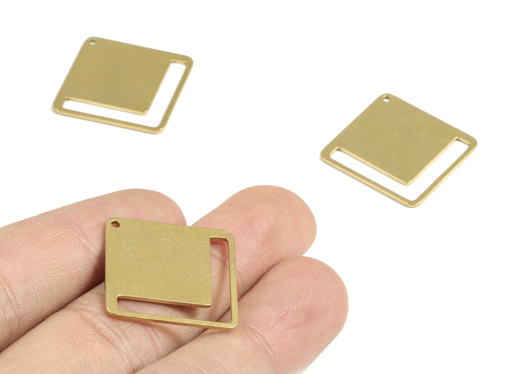 Personalized stamping blank - Brass Square Earring Connector - Raw Brass Square Charms and Pendant  - 22x22x0.76mm - PPM3071 - DOMEDBAZAAR