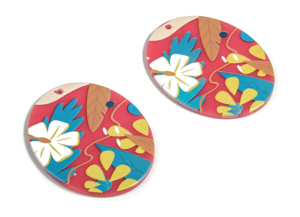 Acrylic Oval Leaf’s Earring Charms - Acrylic Oval Leaf’s Earrings - Earring Findings - Jewelry Supplies - 46.73x36.56x2.61mm - AC2216 - DOMEDBAZAAR