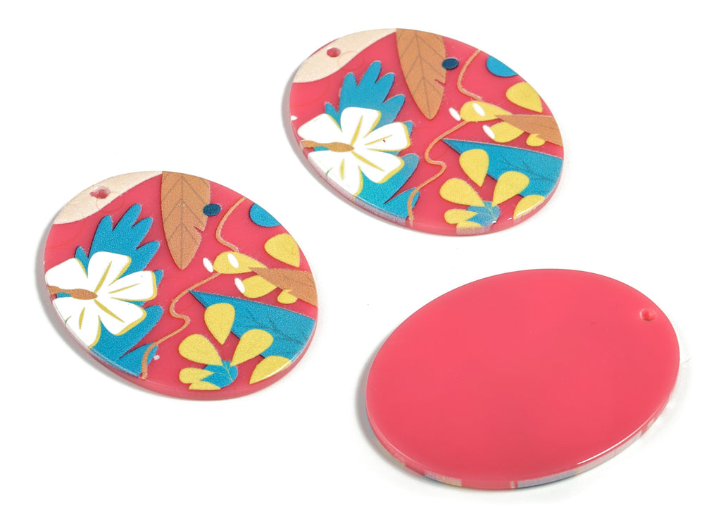 Acrylic Oval Leaf’s Earring Charms - Acrylic Oval Leaf’s Earrings - Earring Findings - Jewelry Supplies - 46.73x36.56x2.61mm - AC2216 - DOMEDBAZAAR