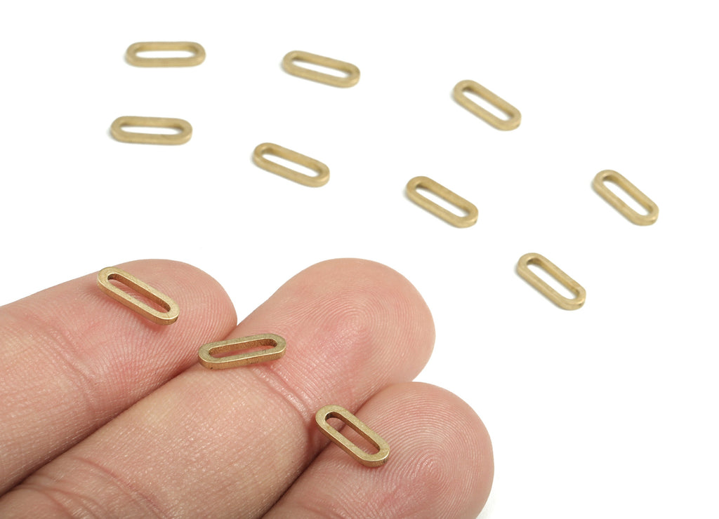 Brass Oval Connectors – Raw Brass Oval Linking Rings – Pill Shape Links – Connector - Jewellery Supplies - 9.26x3.5x0.95mm - PP3740 - DOMEDBAZAAR