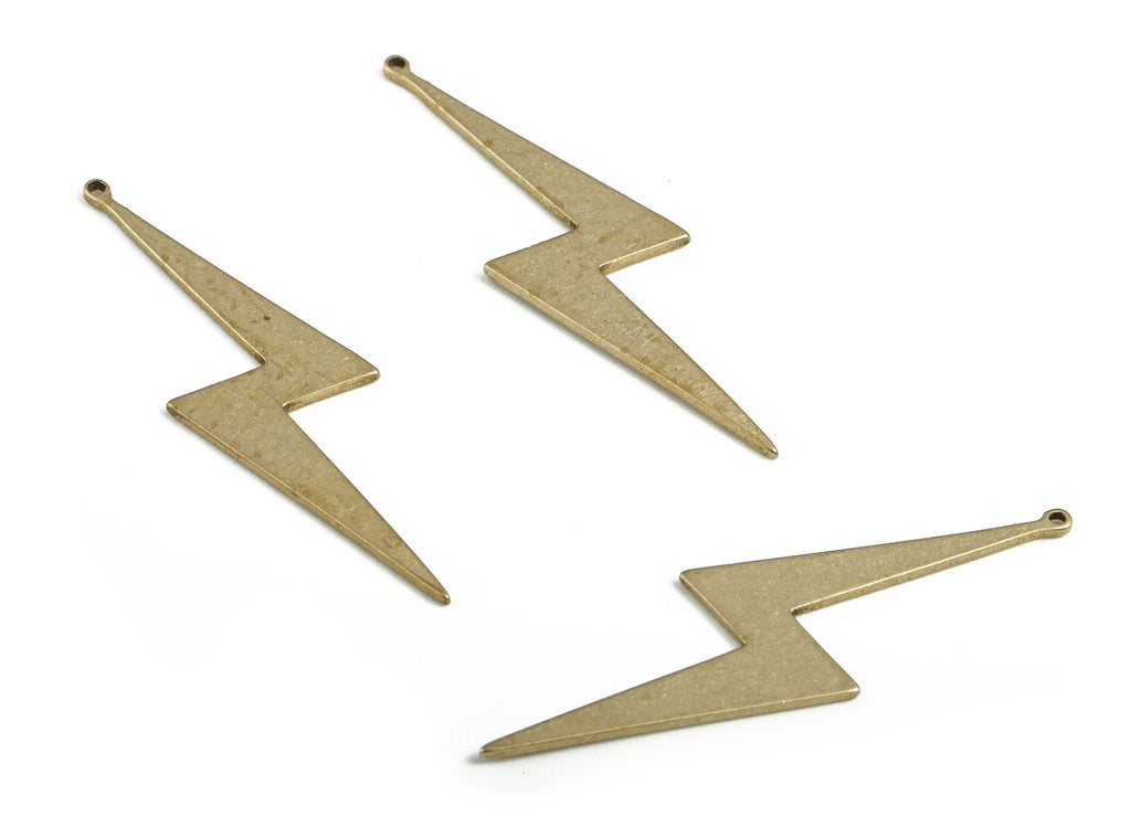 Brass Lightning Bolt Charm - Raw Brass Lightning Pendant – Lightning Earring Dangle Charm- Jewelry Supplies - 34.95x9.44x0.75mm - PP3743 - DOMEDBAZAAR