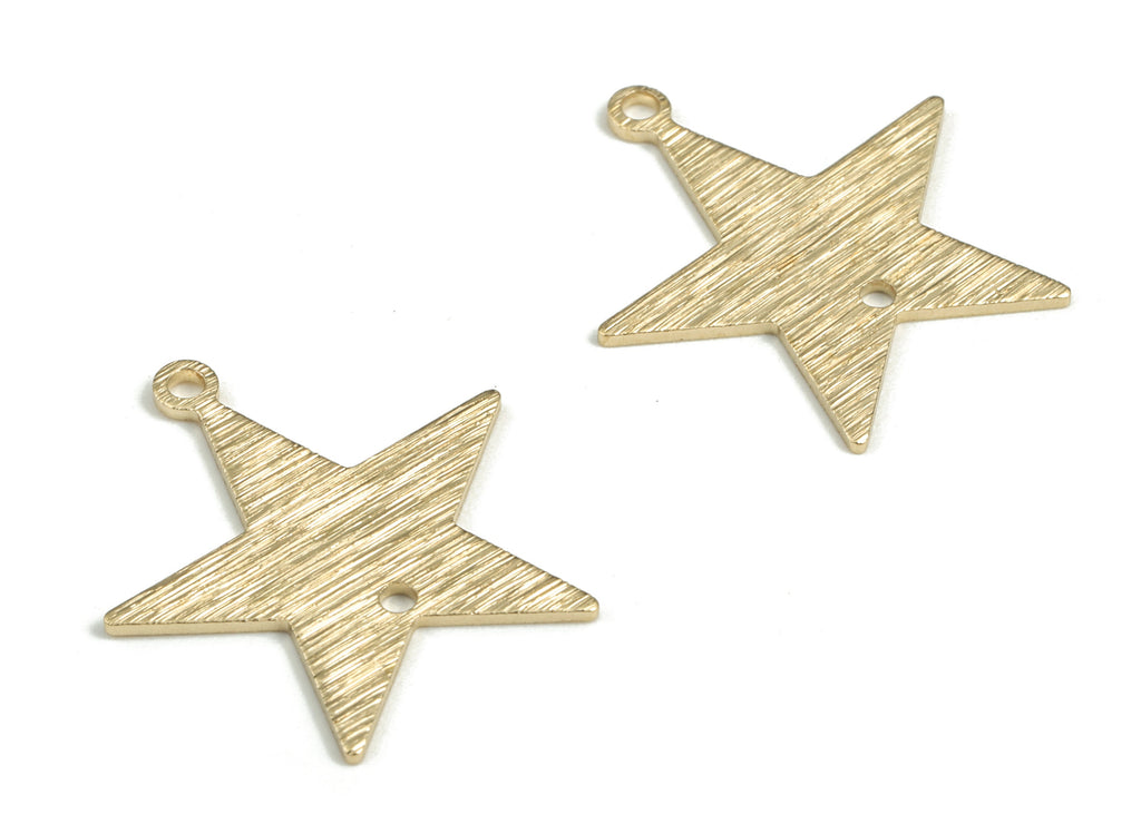 Brass Textured Star Earring Connector - Raw Brass Star Earring Charms - Jewelry Making Supplies - 21.35x19.95x0.7mm - PP3795 - DOMEDBAZAAR