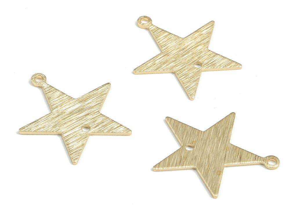 Brass Textured Star Earring Connector - Raw Brass Star Earring Charms - Jewelry Making Supplies - 21.35x19.95x0.7mm - PP3795 - DOMEDBAZAAR