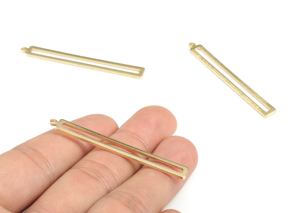 Brass Textured Rectangle Earring Charms - Raw Brass Rectangle Pendant - Jewelry Making Supplies - 53.02x6.17x1.3mm - PP3805 - DOMEDBAZAAR