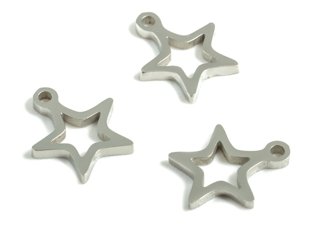 Stainless Steel Star Earring Charms - Stainless Steel Star Pendant - Jewelry Making Supplies - 8.86x7.41x0.98mm - SS1211 - DOMEDBAZAAR