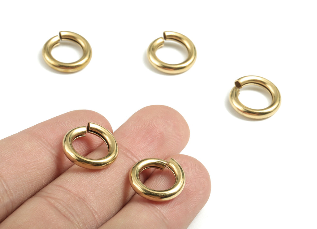 Brass 3x13 Jump Rings - Brass Open Jump Rings - Brass Connectors - Raw Brass Jump Ring Findings - Jewelry Supplies - 13x13x3mm - PP3659 - DOMEDBAZAAR