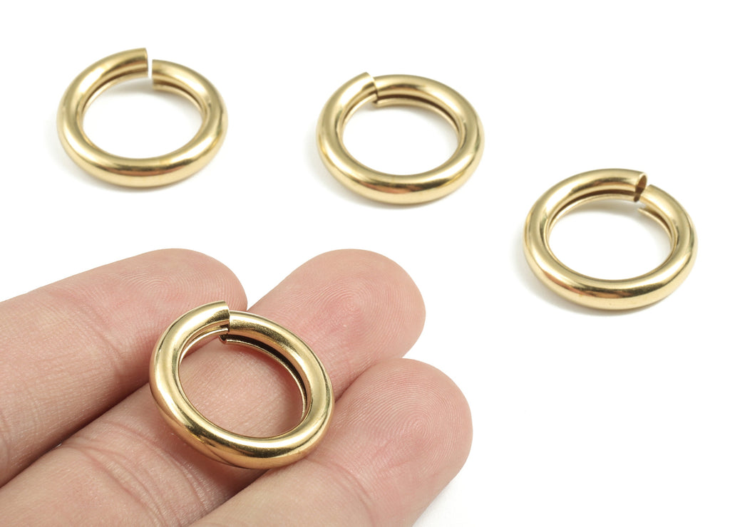 Brass 4x22 Jump Rings - Brass Open Jump Rings - Raw Brass Jump Ring Findings - Jewelry Supplies - 22.02x22.02x4.15mm - PP3652 - DOMEDBAZAAR