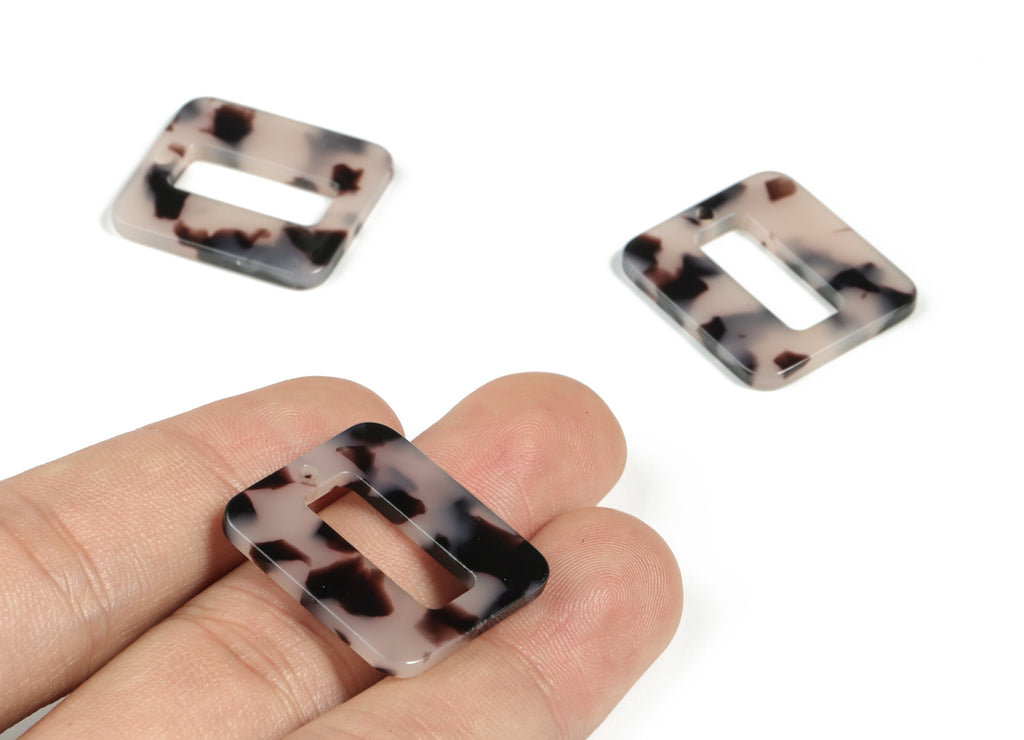 Acetate Square Earring Charms - Rectangle Pendant - Blonde Tortoise Shell Earrings - Color Code:A06 - 24.62x21.71x2.37mm - AC2184-A06 - DOMEDBAZAAR