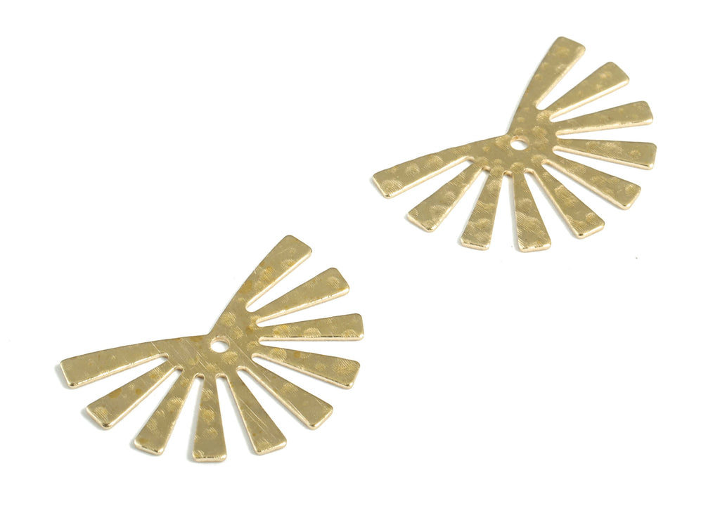 Brass Hammered Flower Earring Charms - Raw Brass Flower Pendant - Earring Findings - Jewelry Making Supplies - 24.89x16.67x0.61mm - PP3880 - DOMEDBAZAAR