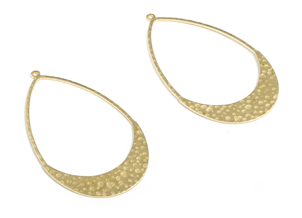 Brass Hammered Drop Earring Charms - Raw Brass Drop Pendant - Earring Findings - Jewelry Making Supplies - 52.71x30.22x0.87mm - PP3916 - DOMEDBAZAAR