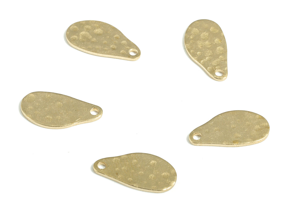 Brass Hammered Drop Earring Charms - Raw Brass Drop Pendant - Earring Findings - Jewelry Making Supplies - 14.44x7.56x0.75mm - PP3889 - DOMEDBAZAAR