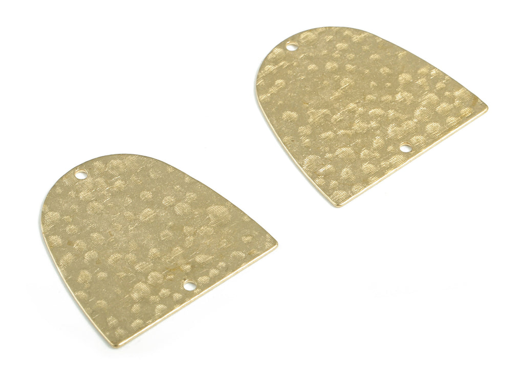 Brass Hammered D Earring Connector - Raw Brass D Earring Charms - 2 Holes - Jewelry Making Supplies - 20.02x19.96x0.48mm - PP3871 - DOMEDBAZAAR