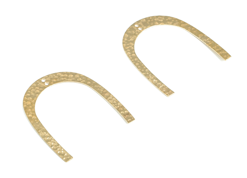 Brass Hammered U Earring Connector - Raw Brass U Earring Charms - 2 Holes - Jewelry Making Supplies - 41.53x34.89x0.6mm - PP3915 - DOMEDBAZAAR