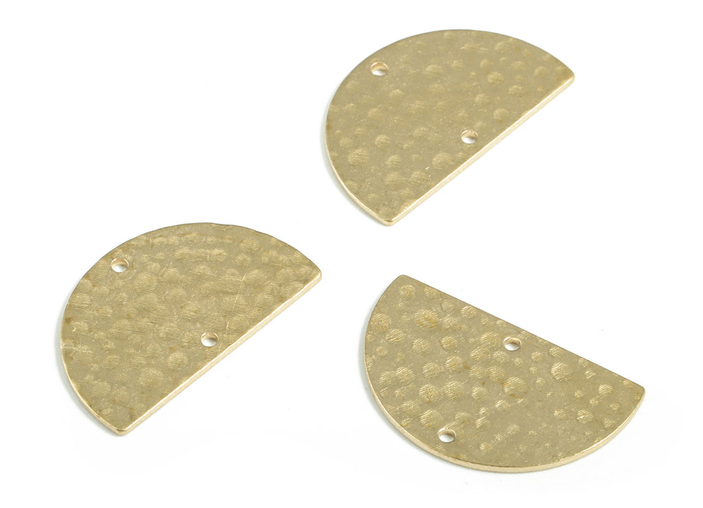Brass Hammered Half Moon Connector - Raw Brass Semi circle Earring Charms - 2 Holes - Jewelry Making Supplies - 21.38x12.98x0.79mm - PP3869 - DOMEDBAZAAR