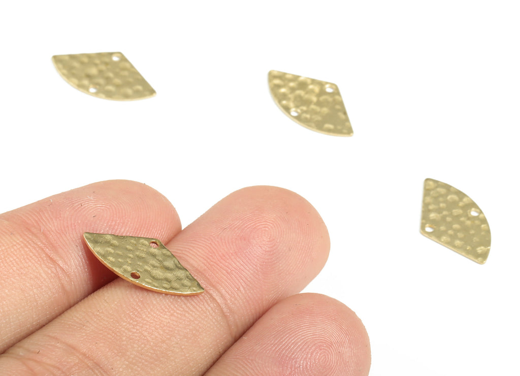 Brass Hammered Triangle Connector - Raw Brass Triangle Earring Charms - 2 Holes - Jewelry Making Supplies - 17.72x9.79x0.6mm - PP3866 - DOMEDBAZAAR