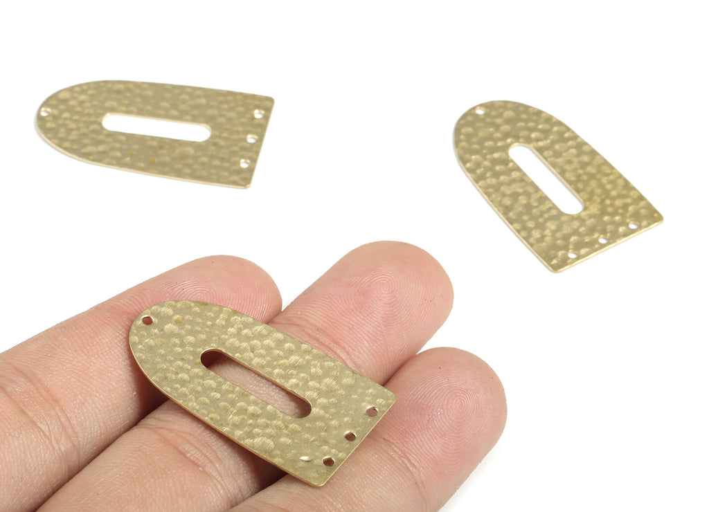 Brass Hammered Triangle Connector - Raw Brass Triangle Earring Charms - 4 Holes - Jewelry Making Supplies - 35.04x20.02x0.61mm - PP3925 - DOMEDBAZAAR