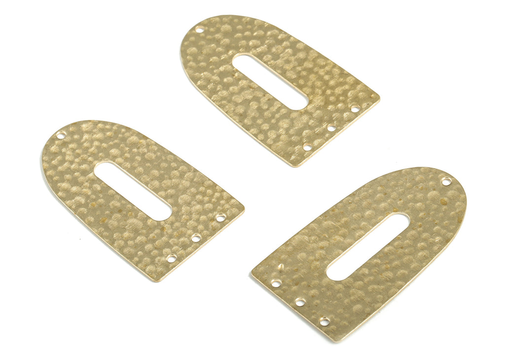 Brass Hammered Triangle Connector - Raw Brass Triangle Earring Charms - 4 Holes - Jewelry Making Supplies - 35.04x20.02x0.61mm - PP3925 - DOMEDBAZAAR