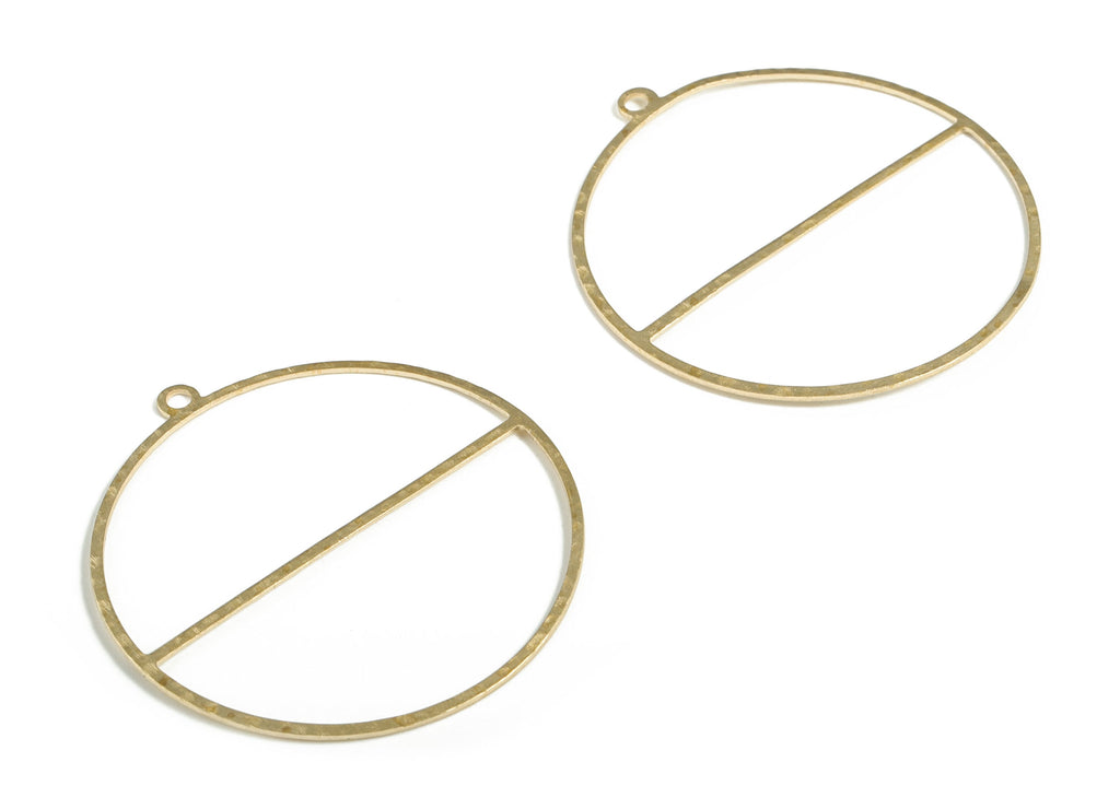 Brass Hammered Circle Earring Charms - Raw Brass Semi circle Pendant - Jewelry Making Supplies - 40.77x38.15x0.61mm - PP3856 - DOMEDBAZAAR