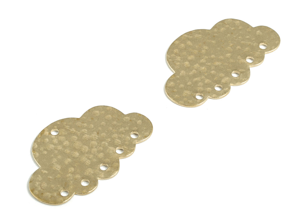 Brass Hammered Could Earring Connector - Raw Brass Could Earring Charms - 6 Holes - Jewelry Making Supplies - 30.21x18.89x0.7mm - PP3854 - DOMEDBAZAAR