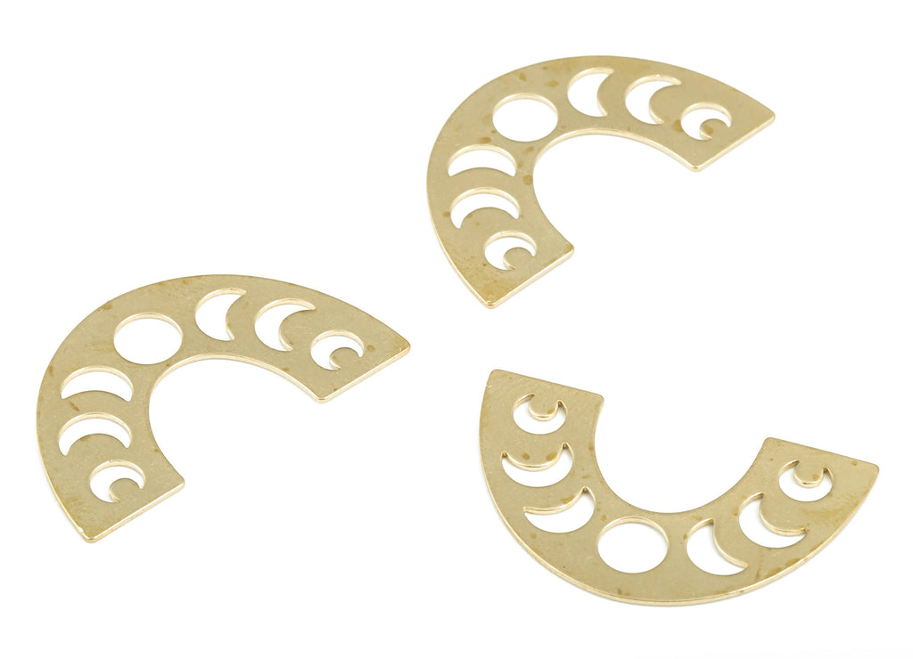 Half Moon Phases Pendant - Raw Brass Moon Phases Semicircle Earring Charms - DIY Jewelry Making Supplies - 30.03x17.79x0.62mm - PP3841 - DOMEDBAZAAR
