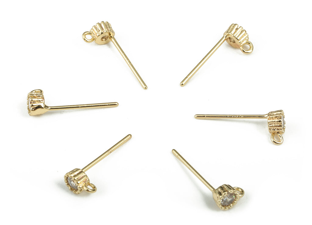 Zirconia Stud Earrings with Loops - Crystal Stud Earrings - Ear Stoppers - DIY Jewelry Making Finding – 5.71 x 3.75 x 2.58mm - RGP2885 - DOMEDBAZAAR