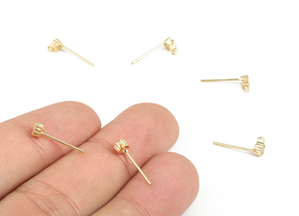 Zirconia Stud Earrings with Loops - Crystal Stud Earrings - Ear Stoppers - DIY Jewelry Making Finding – 5.71 x 3.75 x 2.58mm - RGP2885 - DOMEDBAZAAR