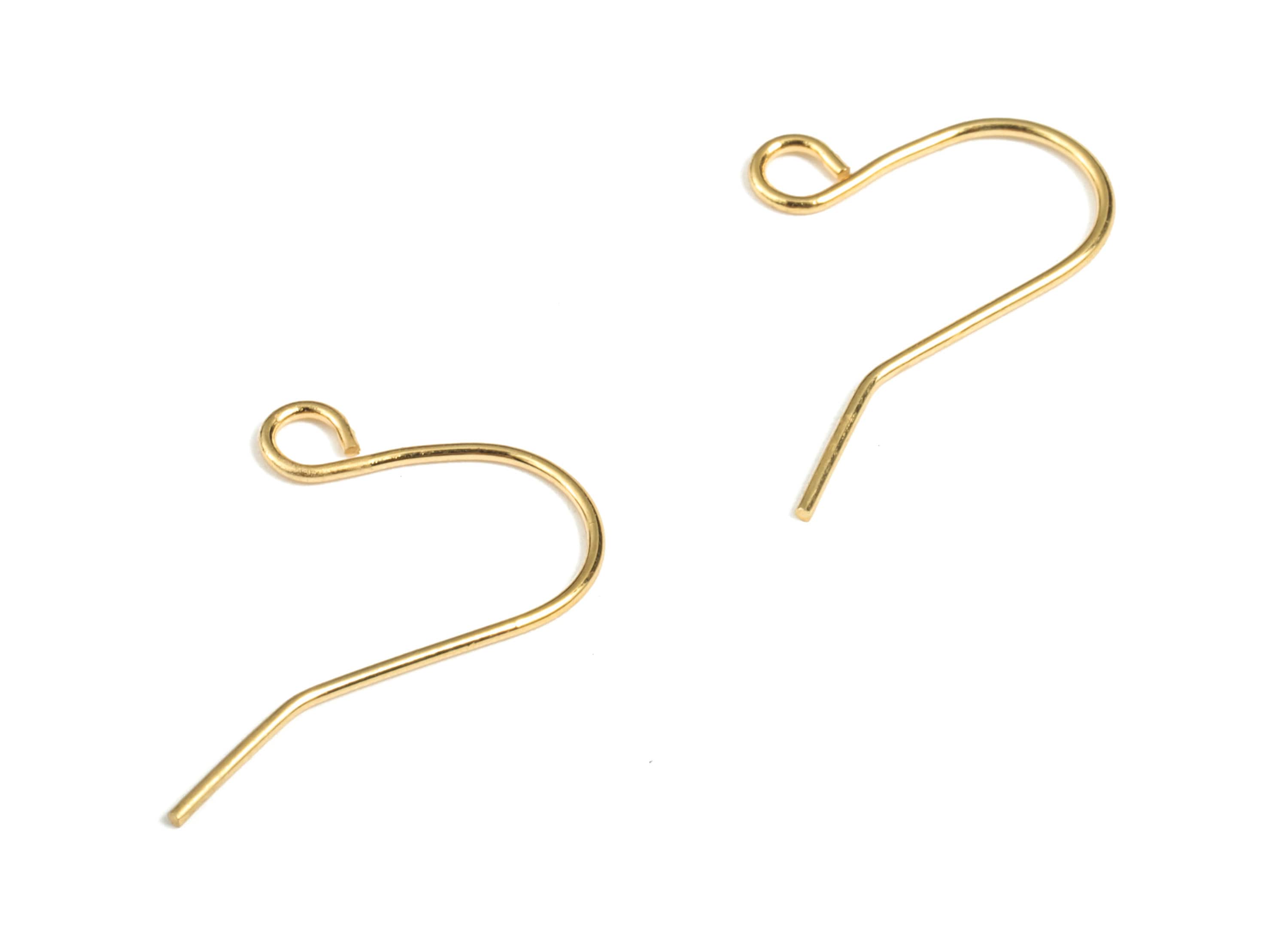10-100pcs Gold Earring Hooks, 18K Gold Plated Brass Earwires,Earring Wires，  Jewelry Supplies，Wholesale Earring Hooks