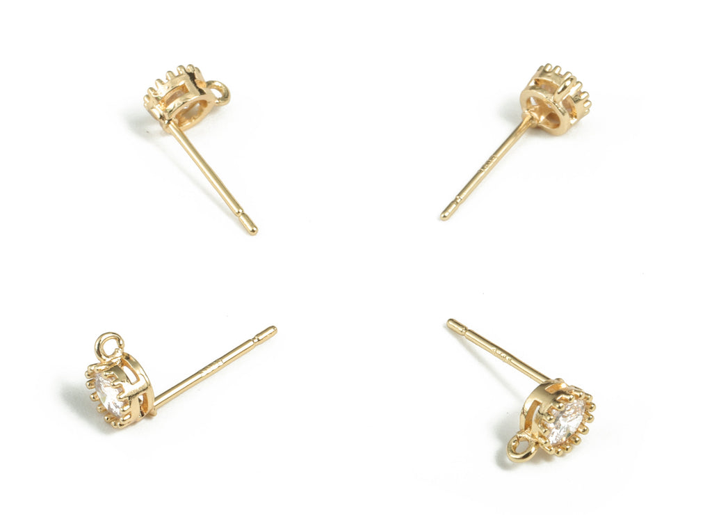 Zirconia Stud Earrings with Loops - Crystal Stud Earrings - Ear Stoppers - DIY Jewelry Making Findings - 6.84× 5.01× 3.06mm - RGP2882 - DOMEDBAZAAR