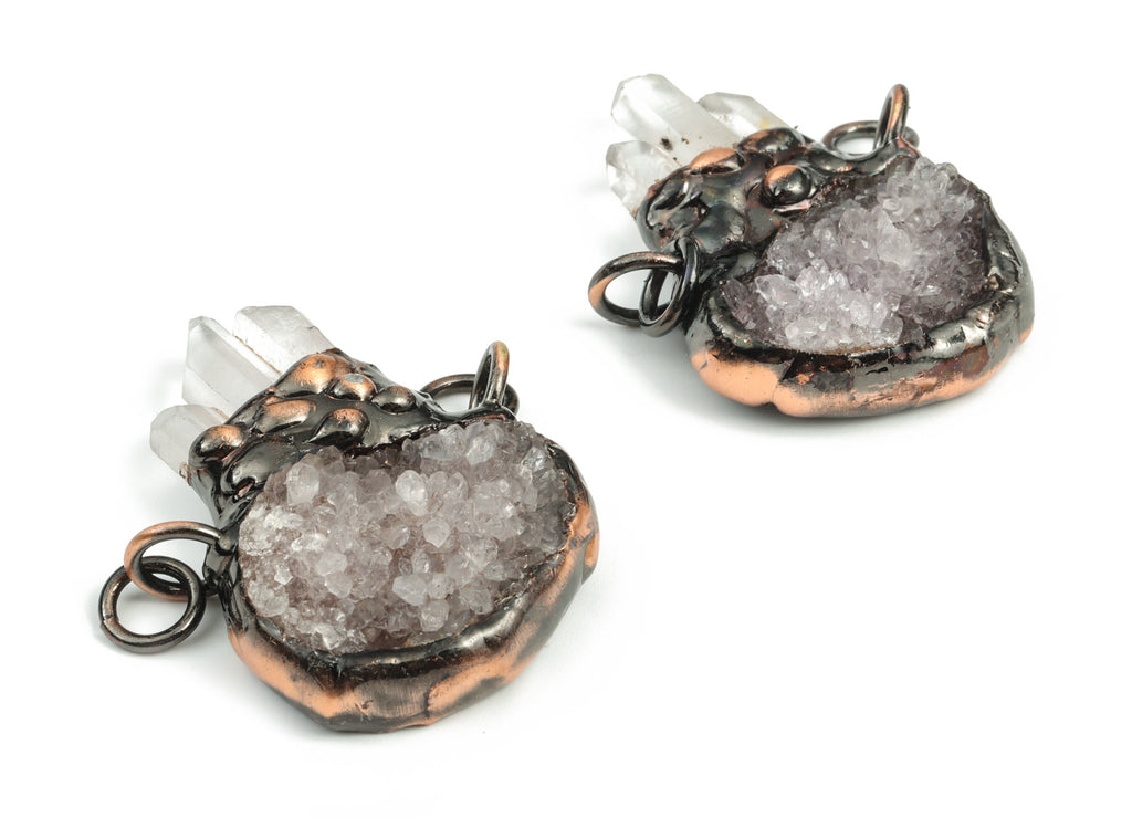 Clear Quartz Gemstone Pendant – Amethyst Earring Charms – Average Size Amethyst Charm - Jewelry Making -50.43x37.27x6.29mm –NS1283 - DOMEDBAZAAR