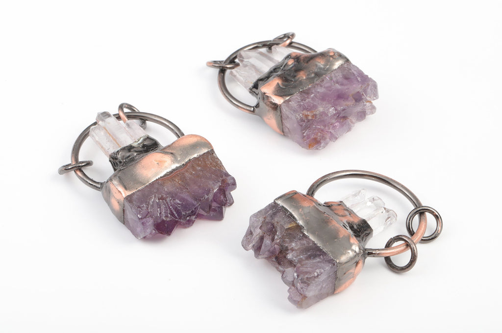 White Crystal Amethyst Pendant – Amethyst Gemstone – Amethyst Jewelry- Amethyst Charm Earring – Average Size –47.12x10.48x5.55mm – NS1284 - DOMEDBAZAAR
