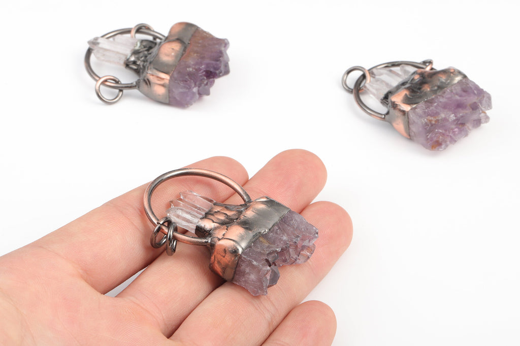 White Crystal Amethyst Pendant – Amethyst Gemstone – Amethyst Jewelry- Amethyst Charm Earring – Average Size –47.12x10.48x5.55mm – NS1284 - DOMEDBAZAAR
