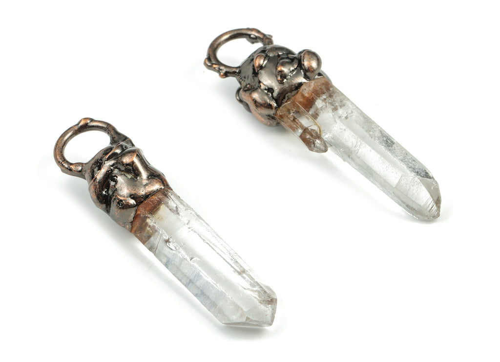 Clear Quartz Bullet Pendant – Natural Earring Charm – Jewelry Making – Jewelry Supply - Average Size – 48.22x30.16x9.81mm – NS1285 - DOMEDBAZAAR