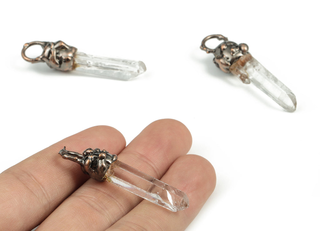 Clear Quartz Bullet Pendant – Natural Earring Charm – Jewelry Making – Jewelry Supply - Average Size – 48.22x30.16x9.81mm – NS1285 - DOMEDBAZAAR