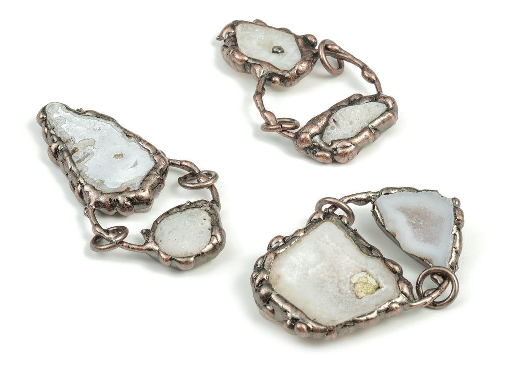 Two Part Druze Agate Charm – Druze Agate Pendant – Gemstone Pendant – Druze Jewelry Supplies – Average Size –55.52X29.127X7.33mm – NS1297 - DOMEDBAZAAR