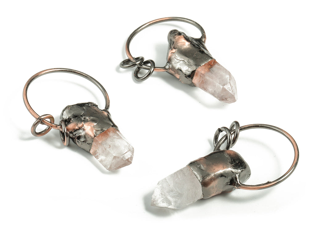 Crystal Quartz Point Pendant – Crystal Quartz Charms Pendant with Metal Caps – Jewelry Making – Average Size – 51.56x28.61x13.65mm – NS1294 - DOMEDBAZAAR