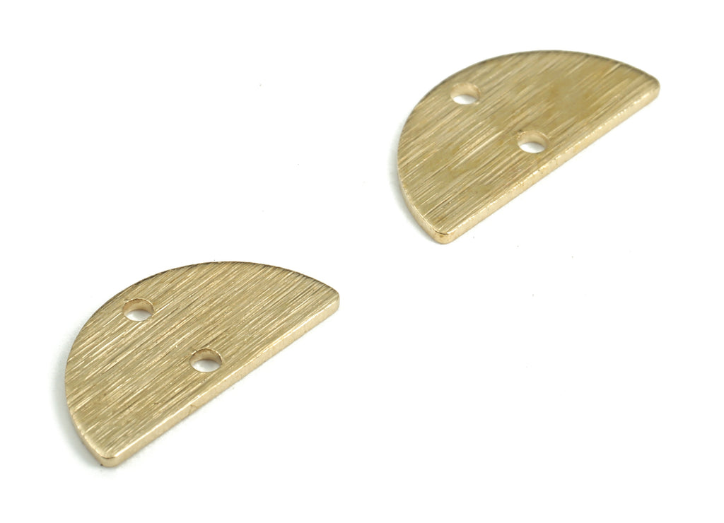 Brass Textured Semicircle Earring Connector - Raw Brass Half Moon Earring Charms - Jewelry Making Supplies - 14.96x7.5x0.79mm - PP3794 - DOMEDBAZAAR