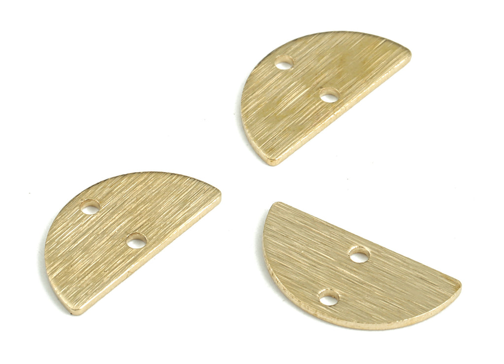 Brass Textured Semicircle Earring Connector - Raw Brass Half Moon Earring Charms - Jewelry Making Supplies - 14.96x7.5x0.79mm - PP3794 - DOMEDBAZAAR